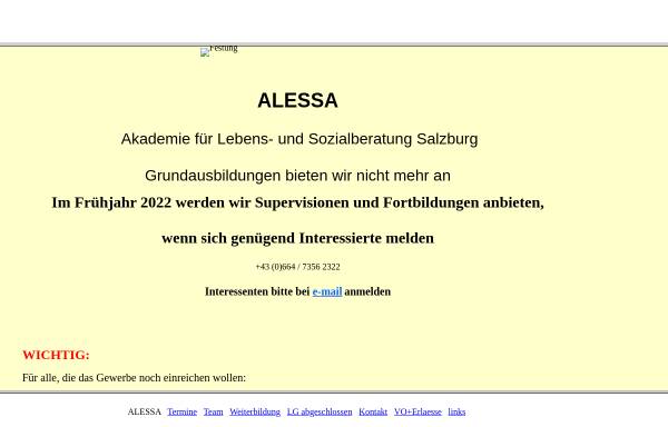 Vorschau von www.alessa.or.at, ALESSA - Akademie für Lebens- und Sozialberatung Salzburg
