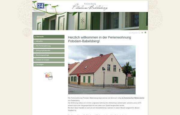 Vorschau von www.ferienwohnung-potsdam-babelsberg.de, Ferienwohnung Potsdam-Babelsberg