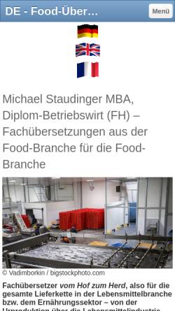 Vorschau der mobilen Webseite www.food-website.de, Staudinger, Michael