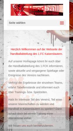 Vorschau der mobilen Webseite www.fck-handball.de, 1. FC Kaiserslautern Handball