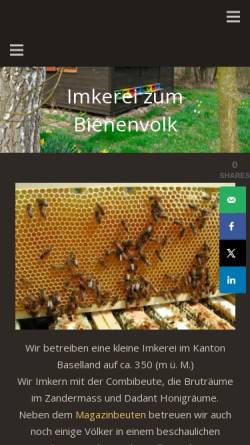 Vorschau der mobilen Webseite www.bienenvolk.ch, Imkerei zum Bienenvolk