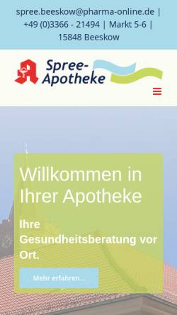 Vorschau der mobilen Webseite www.apotheke-beeskow.de, Spree-Apotheke