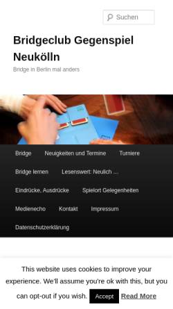 Vorschau der mobilen Webseite www.bridgeclub-gegenspiel.de, Bridgeclub Gegenspiel Neukölln