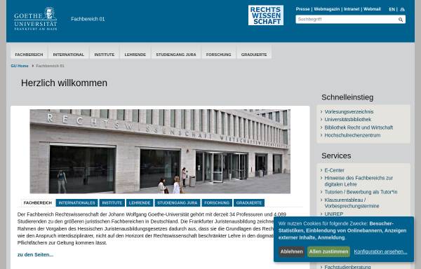 Vorschau von www.jura.uni-frankfurt.de, Fachbereich Rechtswissenschaft der Goethe-Universität Frankfurt am Main