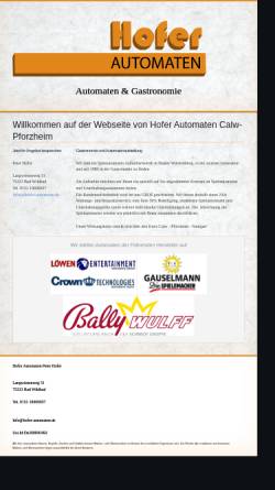 Vorschau der mobilen Webseite www.hofer-automaten.de, NMO-Web GbR, Jasmina und Peter Hofer