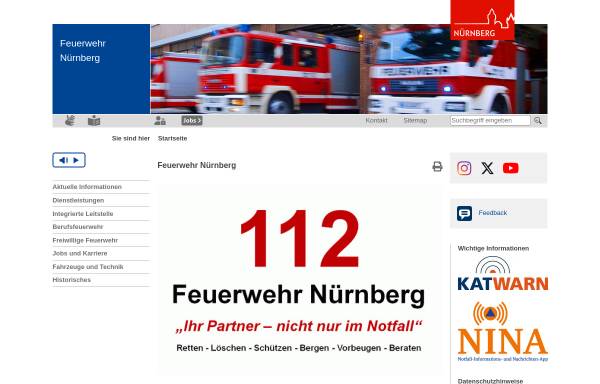 Vorschau von www.nuernberg.de, Berufsfeuerwehr Nürnberg (Bayern)