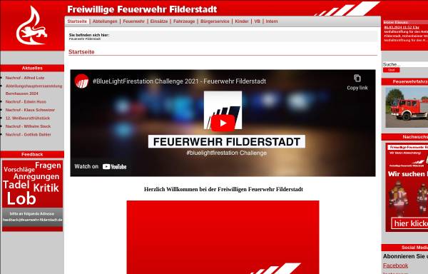 Vorschau von www.feuerwehr-plattenhardt.de, Freiwillige Feuerwehr Plattenhardt