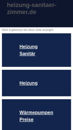 Vorschau der mobilen Webseite www.heizung-sanitaer-zimmer.de, Uwe Zimmer, Heizung, Sanitär und Dachklempnerarbeiten