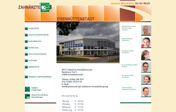 Vorschau von www.zahnaerzte-eisenhuettenstadt.de, Weßlau, Seedorf, Große & Kollegen GbR, Zahnärzte in Eisenhüttenstadt