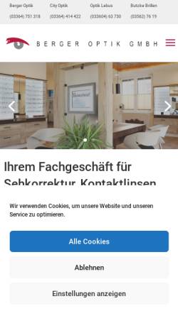 Vorschau der mobilen Webseite www.ao-berger.de, Berger Optik GmbH