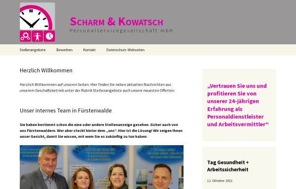 Vorschau von www.psg-ehst.de, Scharm & Kowatsch Personalservicegesellschaft mbH