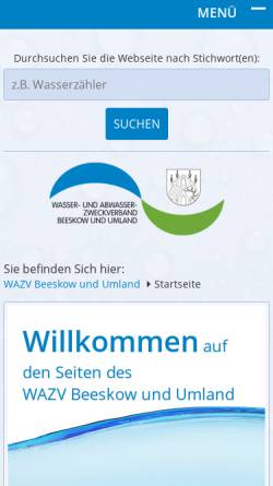 Vorschau der mobilen Webseite www.beeskow-wasser.de, Wasser- und Abwasserzweckverband Beeskow und Umland