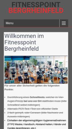 Vorschau der mobilen Webseite fitnesspoint-bergrheinfeld.de, Fitness- und Tennispoint Bergrheinfeld