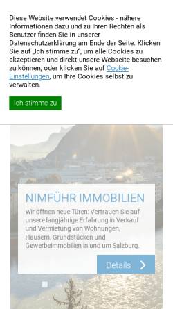 Vorschau der mobilen Webseite www.nimfuehr-immo.at, Nimführ Immobilien