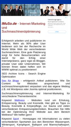 Vorschau der mobilen Webseite www.imuso.de, Agentur für Internet Marketing und Suchmaschinenoptimierung
