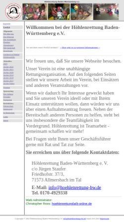 Vorschau der mobilen Webseite hoehlenrettung-bw.de, Höhlenrettung Baden-Württemberg e.V.