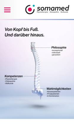 Vorschau der mobilen Webseite www.soma-med.de, Somamed - Praxis für Physiotherapie und Osteopathie