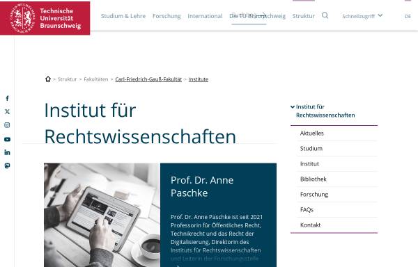 Vorschau von www.tu-braunschweig.de, Institut für Rechtswissenschaften der Technischen Universität Braunschweig