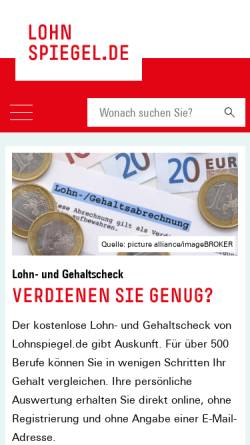 Vorschau der mobilen Webseite www.lohnspiegel.de, Lohnspiegel.de