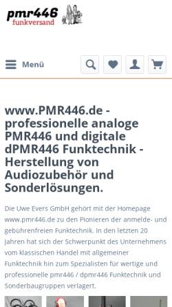 Vorschau der mobilen Webseite www.pmr446-funkversand.de, PMR446 Funktechnik Spezialversand