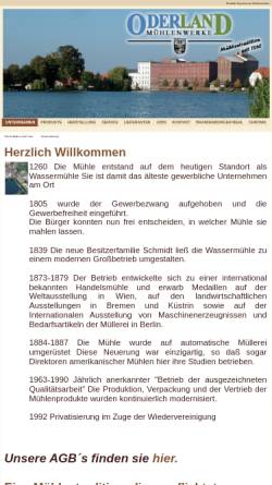 Vorschau der mobilen Webseite www.oderland-muehlenwerke.de, Oderland Mühlenwerke GmbH & Co. KG