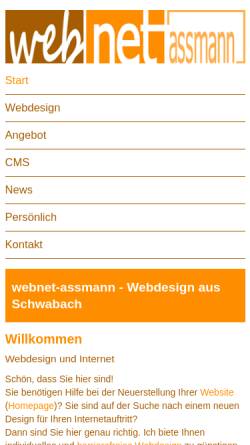 Vorschau der mobilen Webseite www.webnet-assmann.de, Aßmann, Barbara