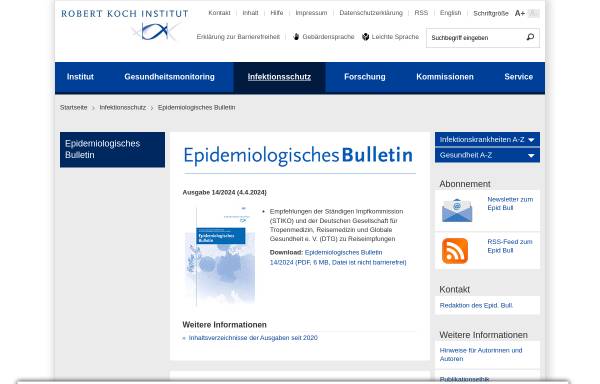 Vorschau von www.rki.de, Epidemiologisches Bulletin des Robert Koch Institutes (RKI)