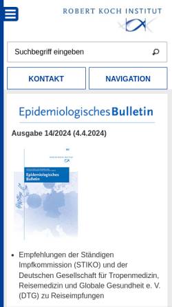 Vorschau der mobilen Webseite www.rki.de, Epidemiologisches Bulletin des Robert Koch Institutes (RKI)