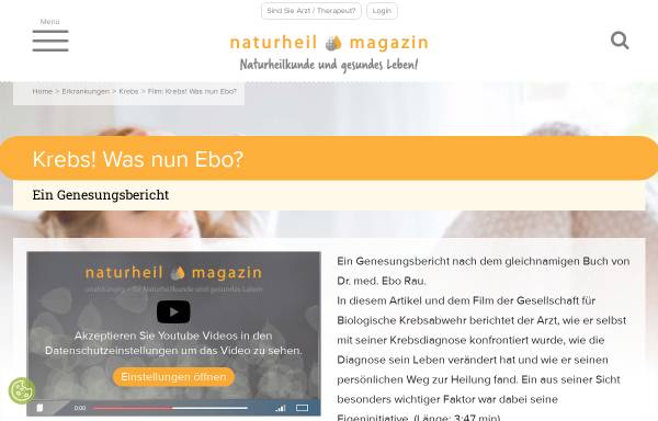 Vorschau von www.naturheilmagazin.de, Krebs! Was nun Ebo?
