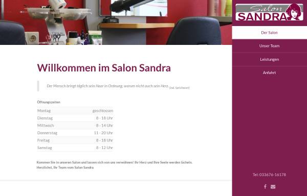 Vorschau von www.salonsandra.de, Salon Sandra