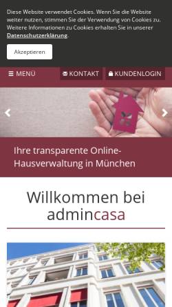 Vorschau der mobilen Webseite admincasa.de, admincasa gmbh