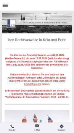Vorschau der mobilen Webseite www.wtb-rechtsanwaelte.de, Rechtsanwaltskanzlei Thiele
