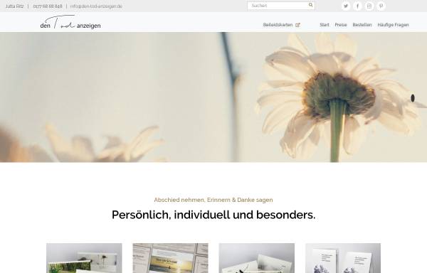 Vorschau von www.den-tod-anzeigen.de, Jutta Ritz - Individuell gestaltete Traueranzeigen und Danksagungskarten