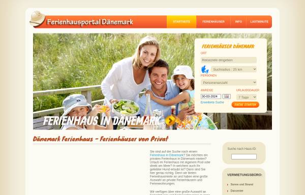 Vorschau von www.ferienhausportal-daenemark.de, Ferienhausvermietung Dänemark