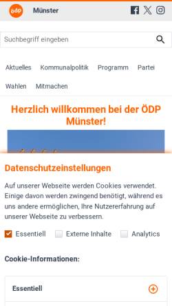 Vorschau der mobilen Webseite www.xn--dp-mnster-z7a4e.de, Ökologisch-Demokratische Partei (ÖDP), Kreisverband Münster