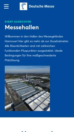 Vorschau der mobilen Webseite www.raumwunder-hannover.de, Raumwunder Hannover - Deutsche Messe AG