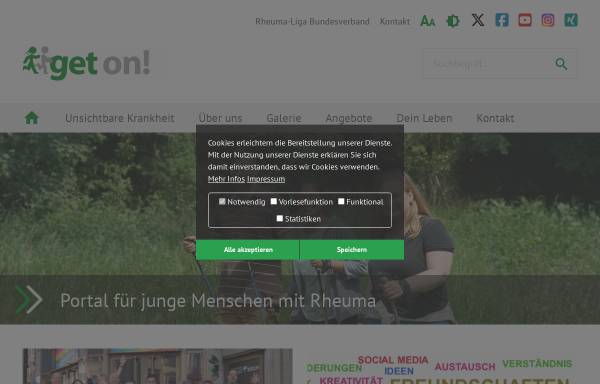 Vorschau von geton.rheuma-liga.de, Get On - Das Internetportal für junge Leute mit Rheuma