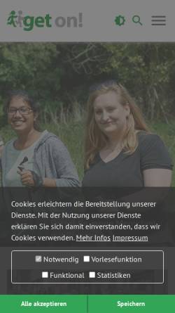 Vorschau der mobilen Webseite geton.rheuma-liga.de, Get On - Das Internetportal für junge Leute mit Rheuma