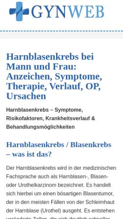 Vorschau der mobilen Webseite www.selbsthilfe-harnblasenkrebs.de, Selbsthilfe Harnblasenkrebs e.V.