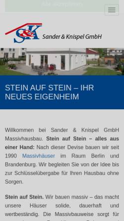 Vorschau der mobilen Webseite sk-haus.de, Sander & Knispel GmbH