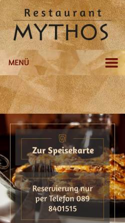 Vorschau der mobilen Webseite www.mythos-germering.de, Restaurant Mythos Germering