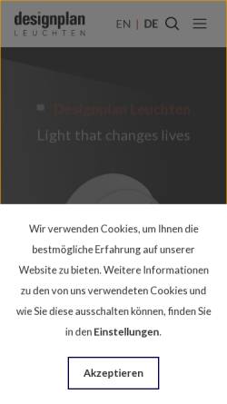 Vorschau der mobilen Webseite www.designplanleuchten.de, Designplan Leuchten NL der Designplan International Ltd.