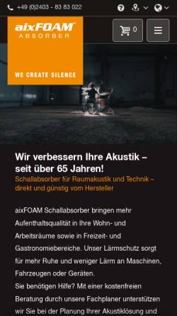 Vorschau der mobilen Webseite www.aixfoam.de, Schaumstoffe Helgers GmbH