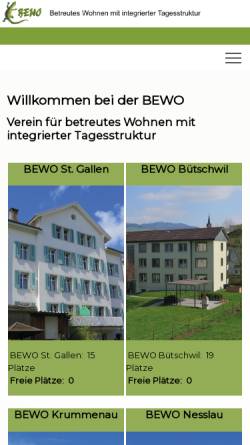 Vorschau der mobilen Webseite www.bewo-wohnen.ch, Betreutes Wohnen mit Beschäftigung