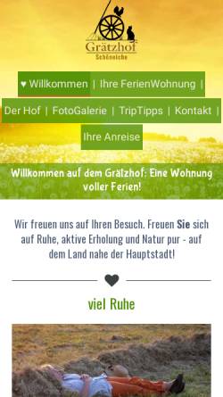 Vorschau der mobilen Webseite graetzhof.de, Ferienwohnung auf dem Grätzhof