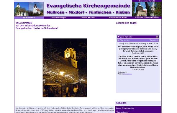Vorschau von www.kirchengemeinde-muellrose.de, Evangelische Kirchengemeinde Müllrose - Mixdorf - Schernsdorf