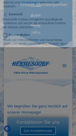 Vorschau der mobilen Webseite www.hermesdorf-klima.de, Fa. Hermesdorf GbR