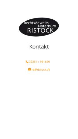 Vorschau der mobilen Webseite www.ristock.de, Rechtsanwalts-Notarbüro Ristock & Teller