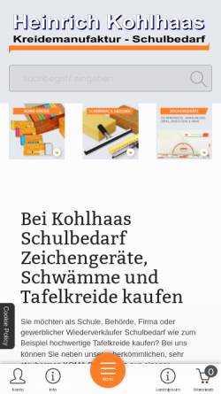 Vorschau der mobilen Webseite www.koma-kreide.de, Kohlhaas Schulbedarf