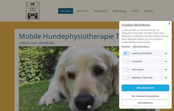 Vorschau von treuepfote.de, Mobile Hundephysiotherapie Treue Pfote